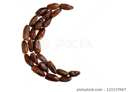 PNG, Ramadan. Dried dates arranged in the shape of a moon,isolated on a white background. PNG, Ramadan. Dried dates arranged in the shape of a moon,isolated on a white background. 123157067