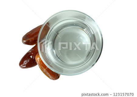 PNG, Ramadan. Glass of water with dates, isolated on white background. PNG, Ramadan. Glass of water with dates, isolated on white background. 123157070