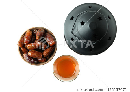 PNG, Ramadan. Black lamp in Moroccan style, with traditional food, isolated on white background. PNG, Ramadan. Black lamp in Moroccan style, with traditional food, isolated on white background. 123157071
