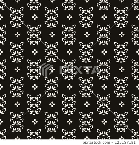 Abstract simple floral gothic style seamless pattern. Elegant minimal monochrome stylish background. Perfect for textile, wallpaper and fabrics. 123157181