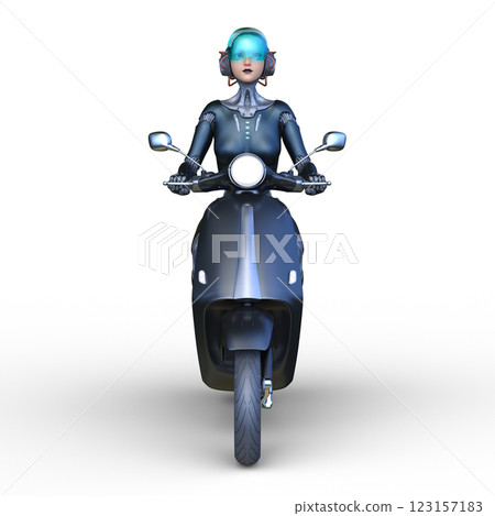 A woman riding a scooter A woman riding a scooter 123157183