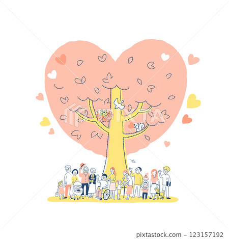 Big heart tree and people 123157192