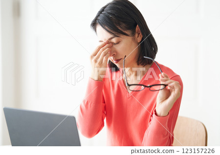 Woman feeling tired eyes 123157226