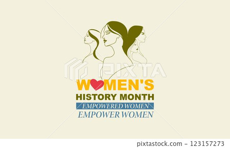 Women's History Month Celebration Poster Featuring Three Silhouetted Women with Empowered Women Empower Women Slogan and Floral Elements on Light Gradient Background Women's History Month Celebration Poster Featuring Three Silhouetted Women with Empowered Women Empower Women Slogan and Floral Elements on Light Gradient Background 123157273