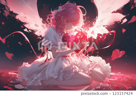 Angel holding a heart Angel holding a heart 123157424