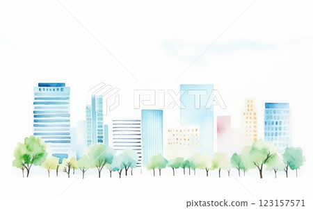 辦公大樓水彩畫_2 123157571