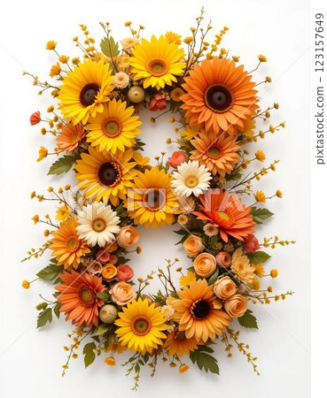 Sunlit Floral Number eight with Sunflowers and Dahlias Sunlit Floral Number eight with Sunflowers and Dahlias 123157649