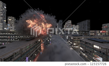 未來城市遭到攻擊的場景 123157726