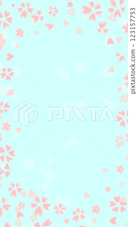 櫻花花瓣飄落的可愛插圖背景框 123157753