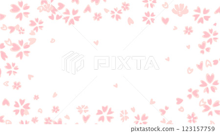 A cute illustration background frame of cherry blossom petals falling A cute illustration background frame of cherry blossom petals falling 123157759