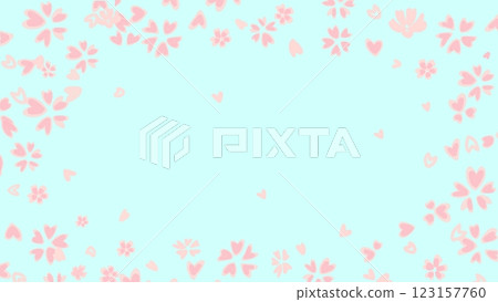 櫻花花瓣飄落的可愛插圖背景框 櫻花花瓣飄落的可愛插圖背景框 123157760