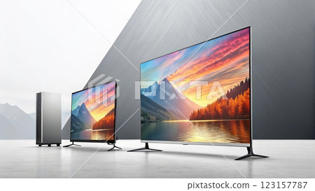 two TVs on a light background 123157787