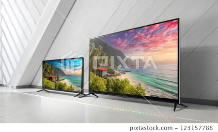 two TVs on a light background 123157788