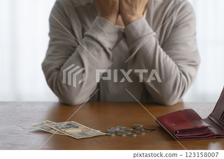 把錢包裡剩餘的現金散落在桌上 自然光 把錢包裡剩餘的現金散落在桌上 自然光 123158007