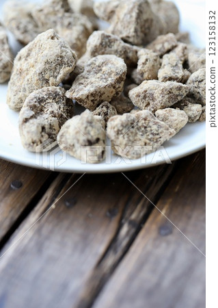 Solid brown sugar from Tarama Island, Okinawa 123158132