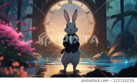 Tuxedo-wearing rabbit AI-generated material 123158219
