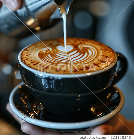 Espresso Shot with Latte Art 123158348