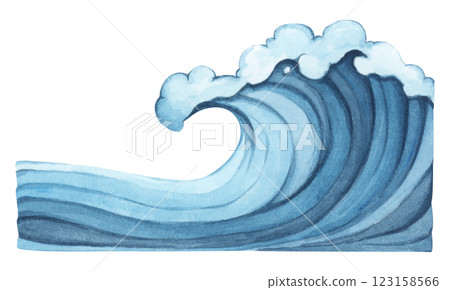 Water wave watercolor flat summer minimal sea ocean abstract art Water wave watercolor flat summer minimal sea ocean abstract art 123158566