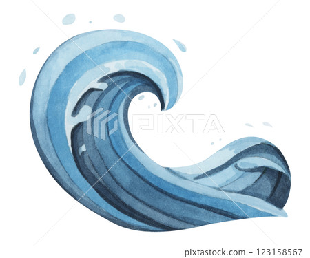 Water wave watercolor flat summer minimal sea ocean abstract art Water wave watercolor flat summer minimal sea ocean abstract art 123158567