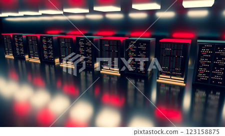 Server. Server room data center. Backup, mining, hosting, mainframe, farm and computer rack with storage information. 3d render 123158875
