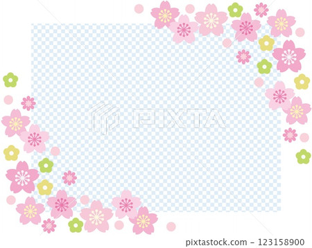 櫻花框架方格圖案 123158900