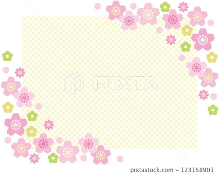 櫻花框架方格圖案 123158901
