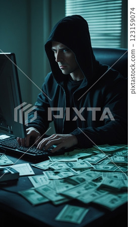 一名男子利用電腦實施詐騙 一名男子利用電腦實施詐騙 123159074