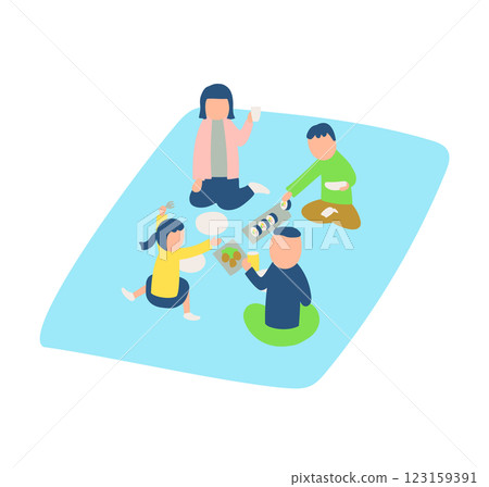 Illustration of a family having a picnic 123159391