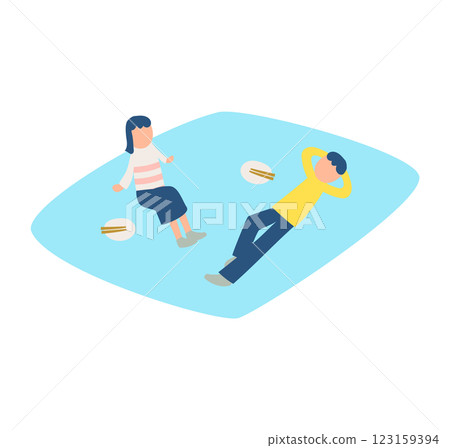 Illustration of a couple having a picnic Illustration of a couple having a picnic 123159394