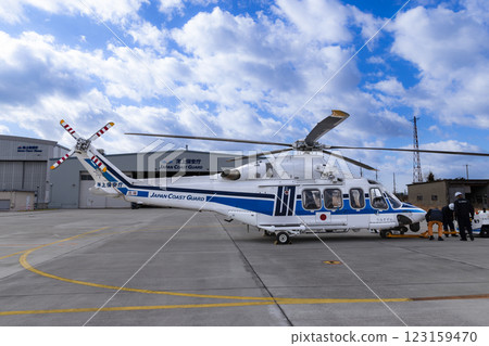 Japan Coast Guard Sendai Air Base: Rotorcraft preparing for maritime patrols 123159470