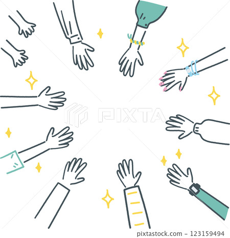 Stock illustration material of a set of female hands with various expressions 123159494