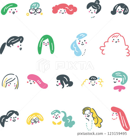 Stock illustration material of a set of female hands with various expressions 123159495
