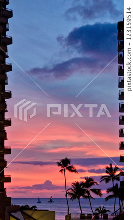 日落 夕陽 晚霞 123159514