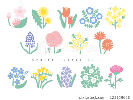 手繪插畫集春天的花朵 手繪插畫集春天的花朵 123159638