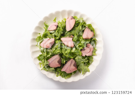 Grilled bonito, dried fish salad 123159724