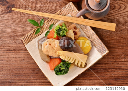 水煮菜、竹筍、油菜花、蓮藕、香菇、胡蘿蔔、牛蒡、蘿蔔、蒟蒻、豆腐、燉菜。 水煮菜、竹筍、油菜花、蓮藕、香菇、胡蘿蔔、牛蒡、蘿蔔、蒟蒻、豆腐、燉菜。 123159930