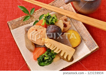 水煮菜、竹筍、油菜花、蓮藕、香菇、胡蘿蔔、牛蒡、蘿蔔、蒟蒻、豆腐、燉菜。 水煮菜、竹筍、油菜花、蓮藕、香菇、胡蘿蔔、牛蒡、蘿蔔、蒟蒻、豆腐、燉菜。 123159934