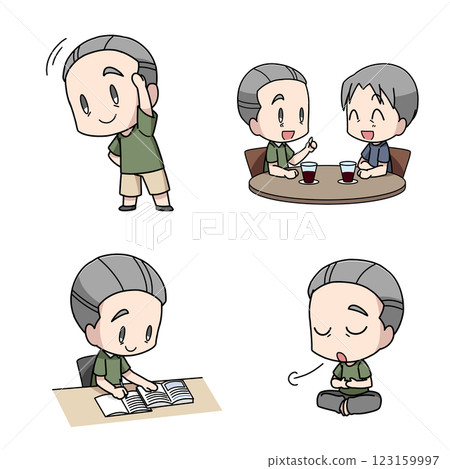 健康圖像插圖-老人 123159997