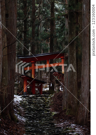 山梨縣藤川町：冰室神社的紅色鳥居 123160004