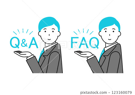A businessman holding up the letters Q&A and F.A.Q. 123160079