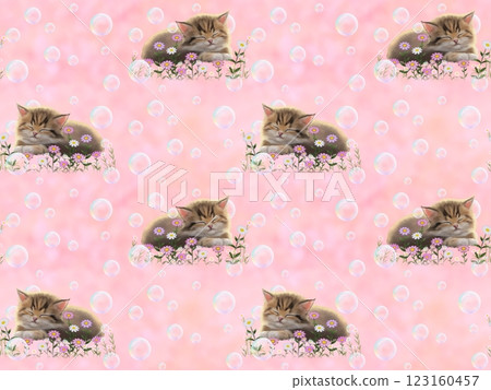 睡貓無縫圖案(肥皂泡)I-3' 睡貓無縫圖案(肥皂泡)I-3' 123160457