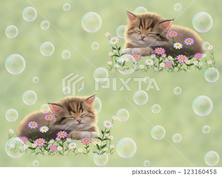 睡貓無縫圖案（肥皂泡）I-4 123160458