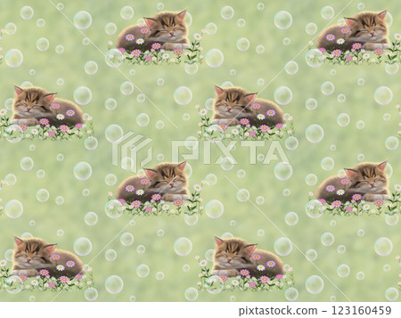 睡貓無縫圖案（肥皂泡）I-4' 123160459