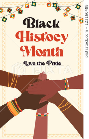 Celebrating Black History Month with Unity and Pride, vector illustration 123160489