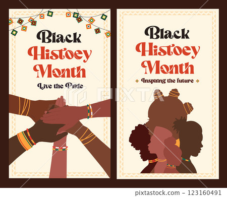 Celebrating Black History Month with Unity and Pride set, vector illustration 123160491