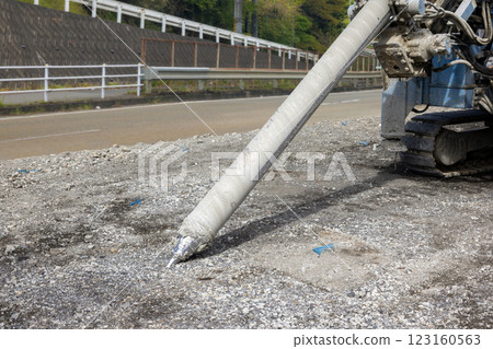 Pile driving work using a pile driver Pile driving work using a pile driver 123160563