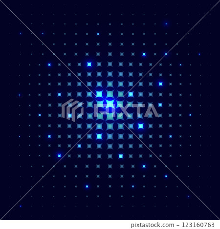 Vector blue technology halftone background. Grainy mosaic with pixelated on dark background. 123160763