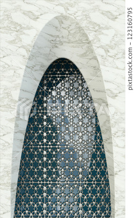 Islamic Mashrabiya Window with Marble Arch Islamic Mashrabiya Window with Marble Arch 123160795