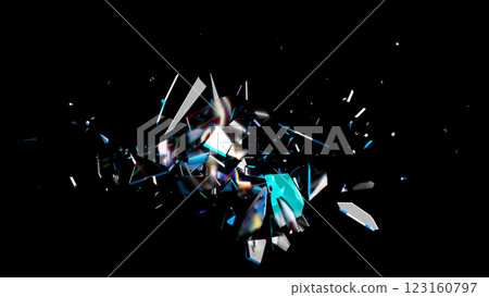 Shattered Glass with Colorful Reflections 123160797