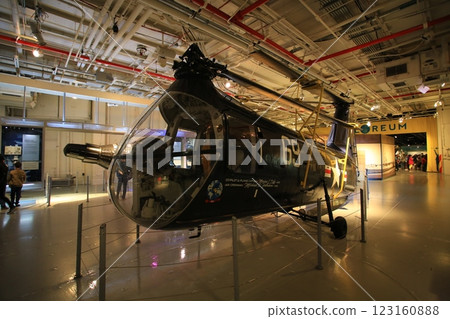Piasecki H-25 helicopter in the hangar of the Intrepid Sea, ntrepid sea air space museum in New York Interpid Sea AIr Space Museum showcases the aircraft carrier the former USS Intrepid Piasecki H-25 helicopter in the hangar of the Intrepid Sea, ntrepid sea air space museum in New York Interpid Sea AIr Space Museum showcases the aircraft carrier the former USS Intrepid 123160888